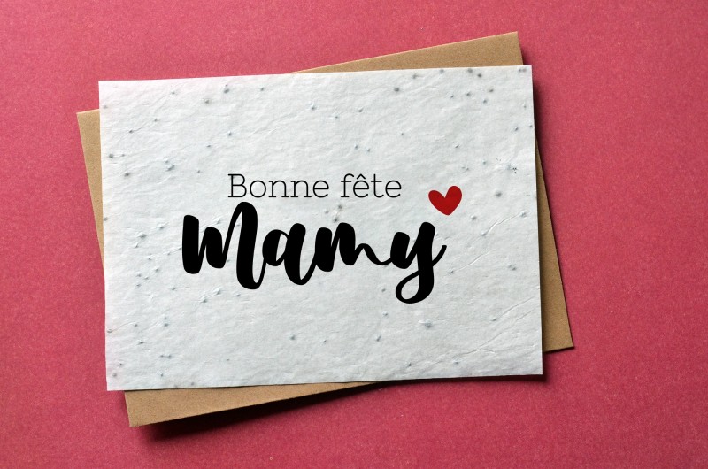 Carte à planter Bonne fête Mamy Coeur