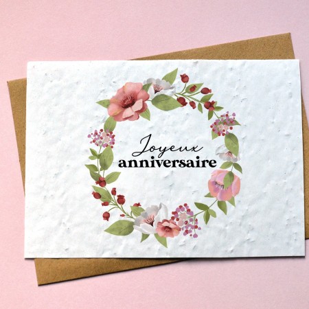 Carte à planter Joyeux Anniversaire Couronne de fleurs