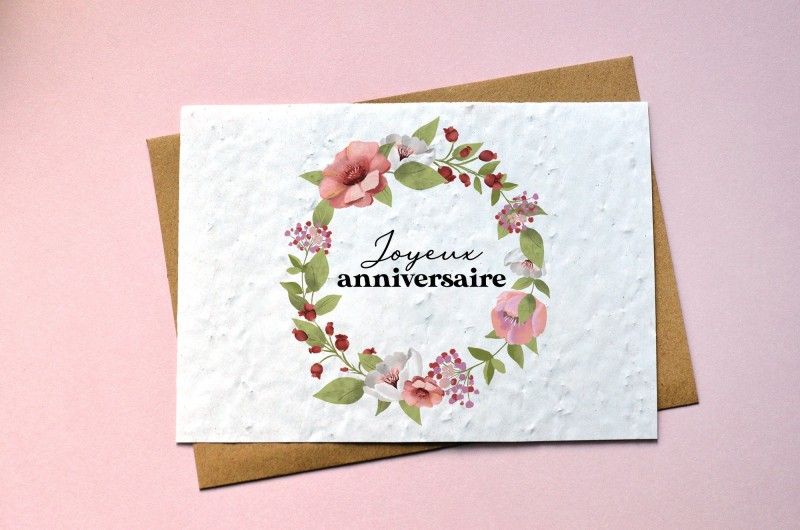 Carte à planter Joyeux Anniversaire Couronne de fleurs