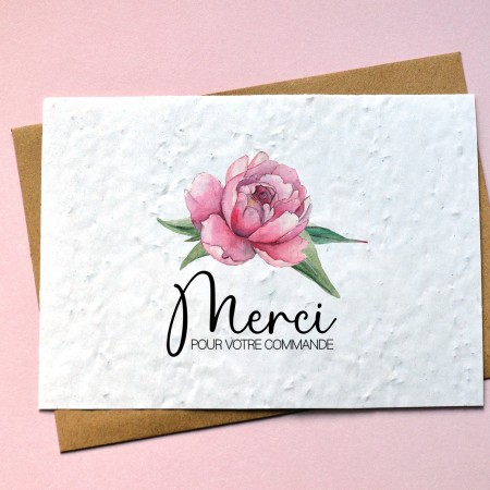 Carte à planter Merci pour votre commande - Pivoine