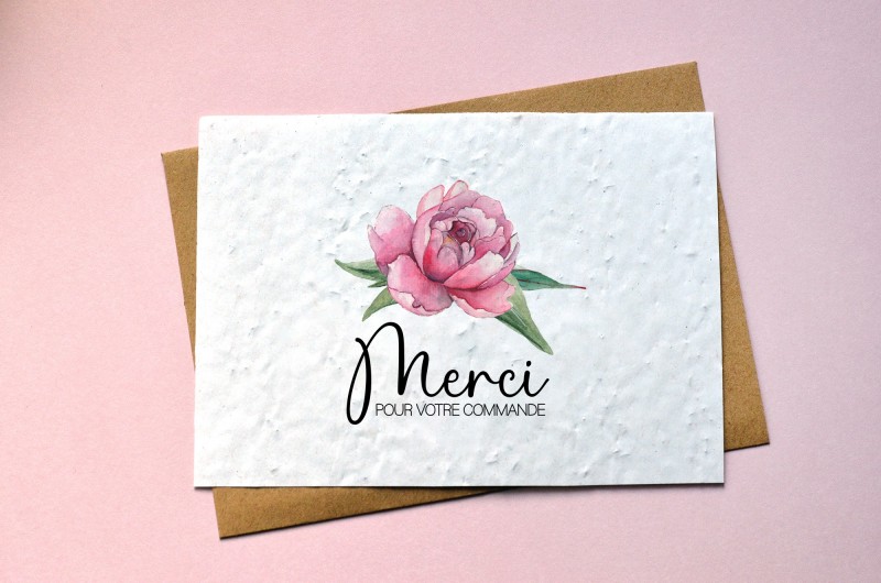 Carte à planter Merci pour votre commande - Pivoine