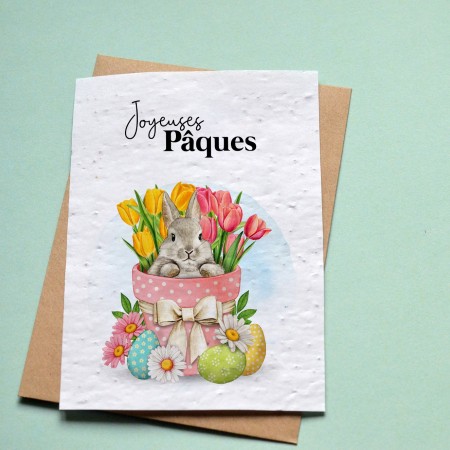 Carte à planter Joyeuses Pâques - Lapin