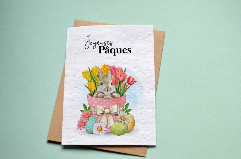 Carte à planter Joyeuses Pâques - Lapin