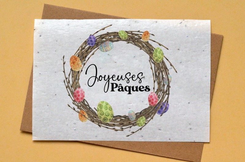 Carte à planter Joyeuses Pâques - Couronne d'Oeufs