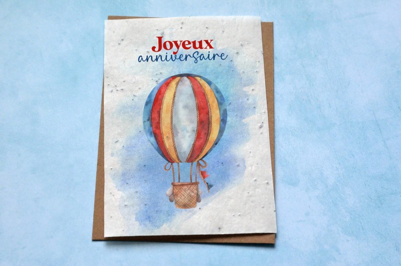 Carte à planter Montgolfière Joyeux Anniversaire