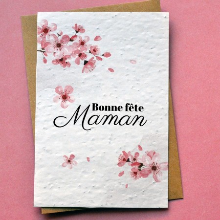 Carte à planter Bonne Fête Maman Fleurs de Cerisier