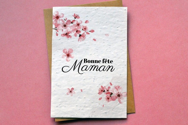 Carte à planter Bonne Fête Maman Fleurs de Cerisier