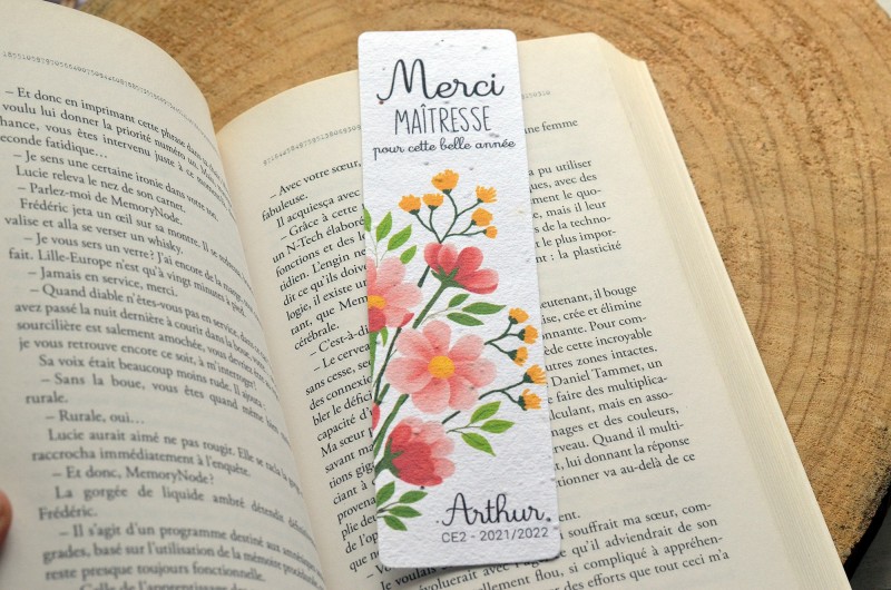 Marque-page à planter personnalisé Merci Maîtresse - Fleurs