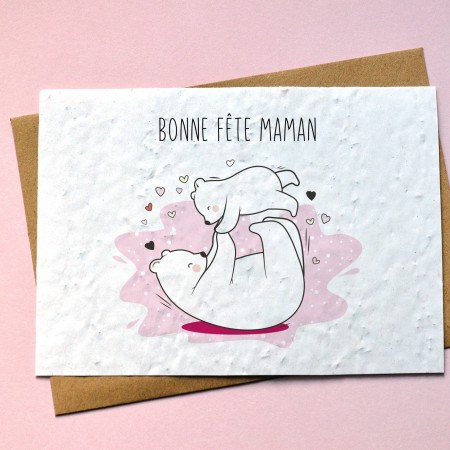 Carte à planter Bonne Fête Maman Ours