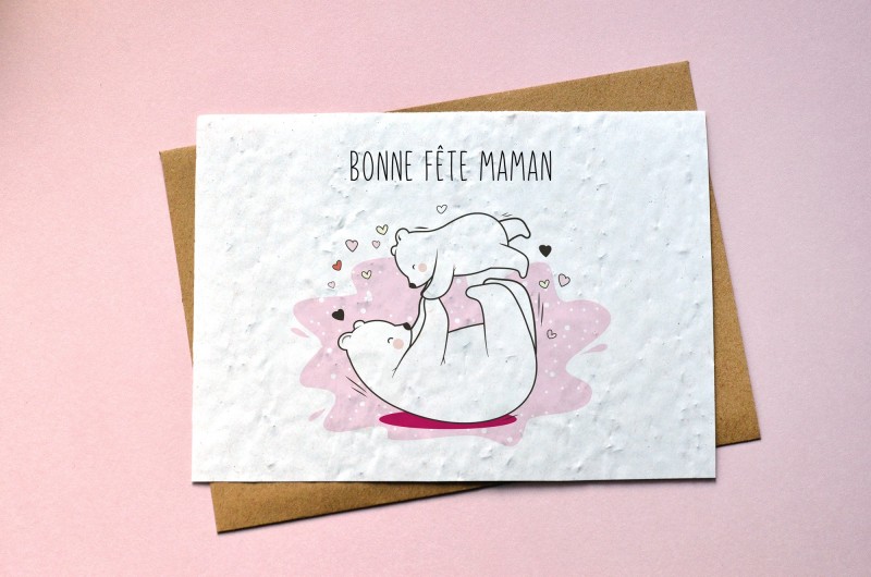 Carte à planter Bonne Fête Maman Ours