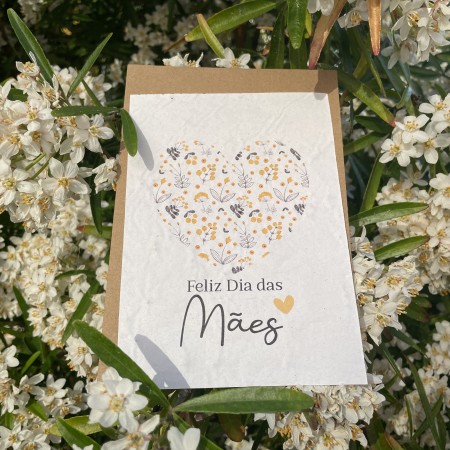 Carte à planter Bonne Fête Maman Coeur Jaune