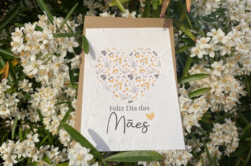 Carte à planter Bonne Fête Maman Coeur Jaune