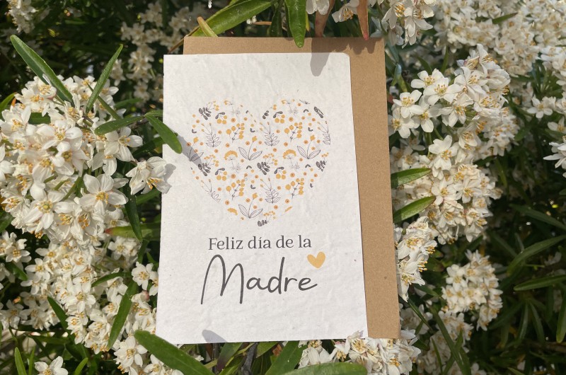 Carte à planter Bonne Fête Maman Coeur Jaune