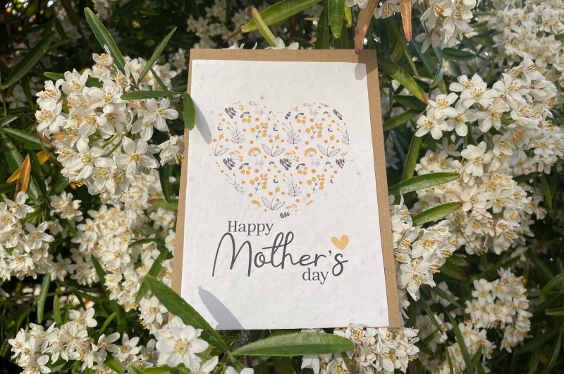 Carte à planter Bonne Fête Maman Coeur Jaune