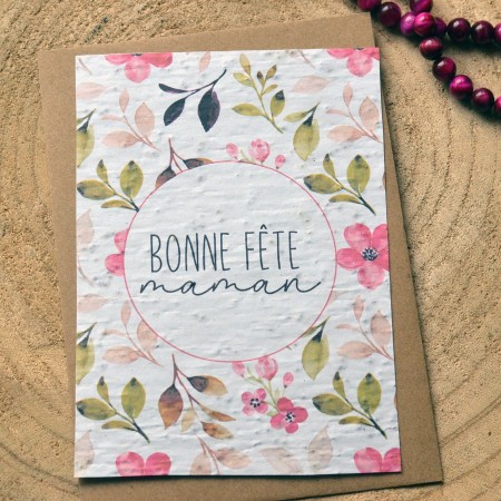 Carte à planter Bonne Fête Maman Fleurs Roses