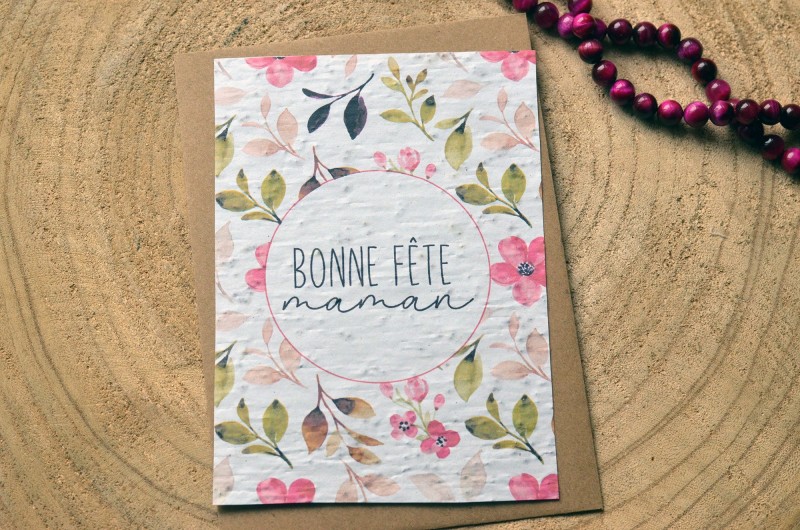 Carte à planter Bonne Fête Maman Fleurs Roses