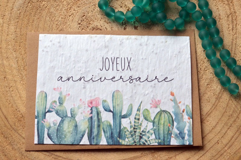 Carte à planter Joyeux Anniversaire Cactus