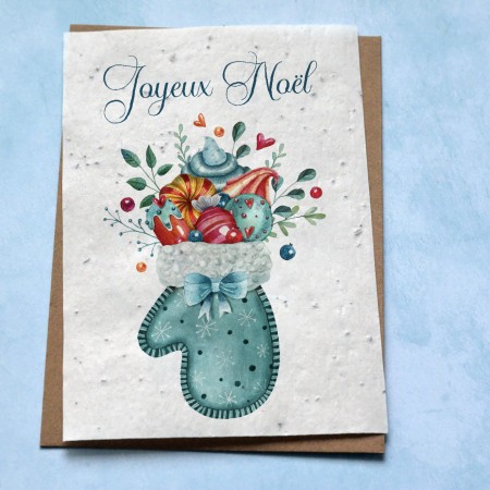 Carte à planter Joyeux Noël - Moufles