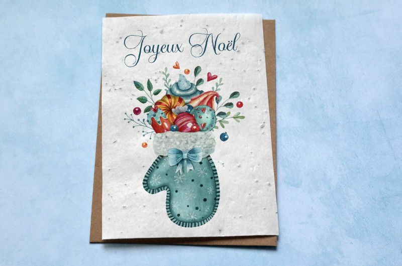 Carte à planter Joyeux Noël - Moufles