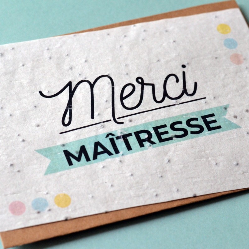 Carte à planter personnalisable - Merci maîtresse modèle 1