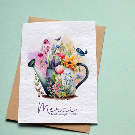 Carte à planter Merci tout simplement - Arrosoir