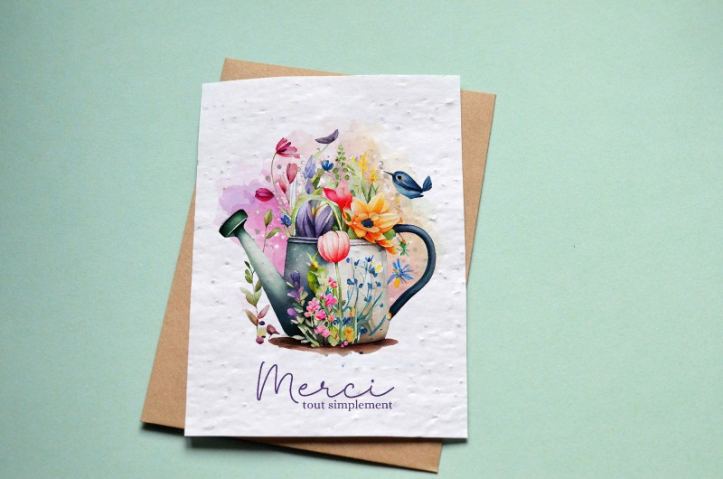 Carte à planter Merci tout simplement - Arrosoir