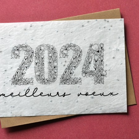 Carte de vœux à planter – Bonne année et Meilleurs voeux 2024 ! – Mimosa  Chroma