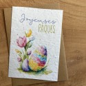 Carte à planter Joyeuses Pâques - Oeufs et tulipe