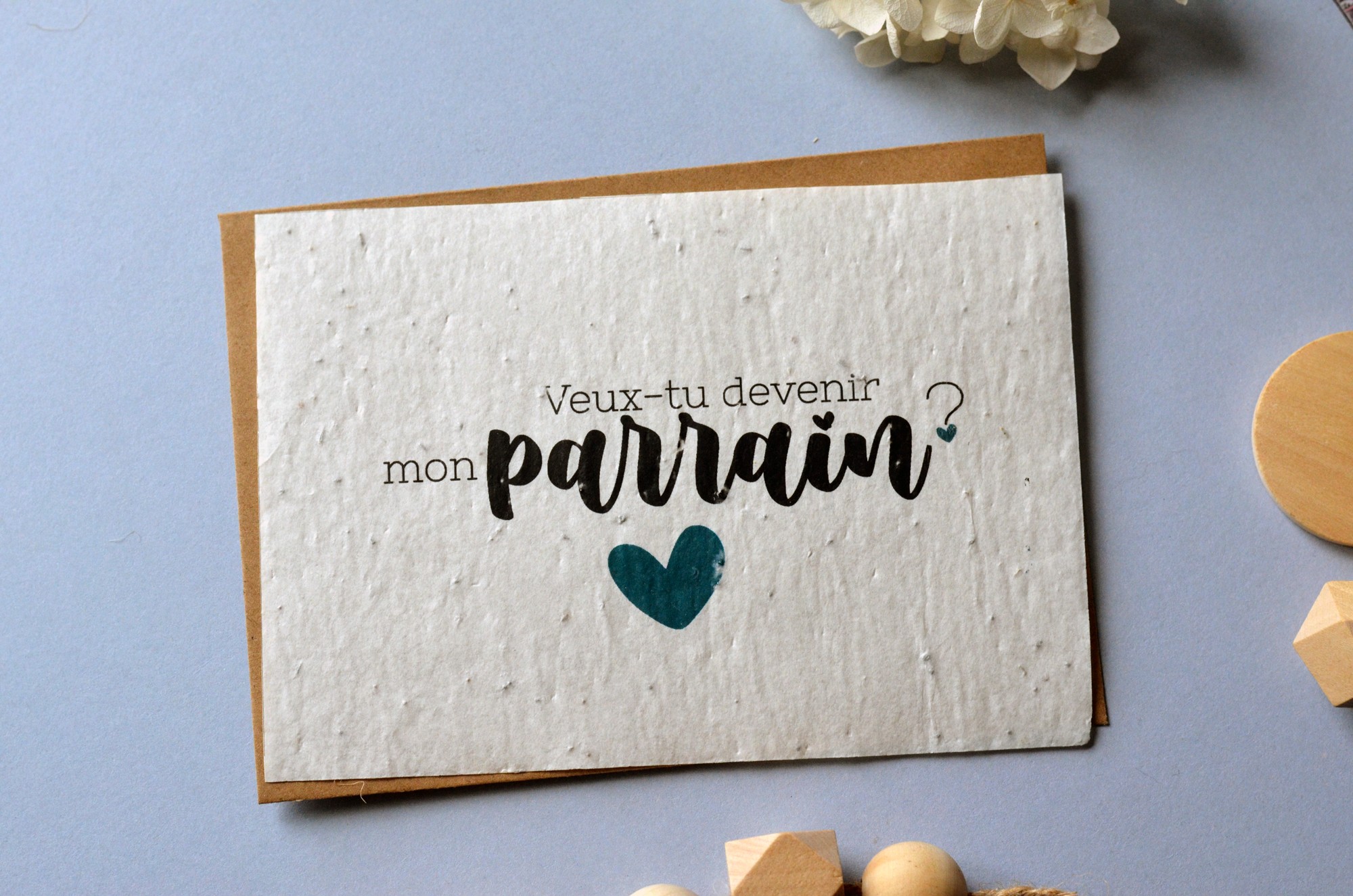 Carte "Veux-tu être Mon Parrain ?" - Dorure Rose, Papier Premium 350g, Enveloppe Et Sceau De Cire Inclus - 9