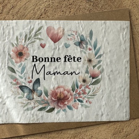 Carte à planter Bonne Fête Maman couronne de fleurs