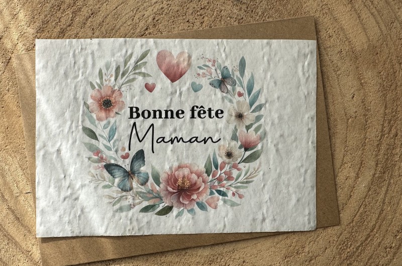 Carte à planter Bonne Fête Maman couronne de fleurs