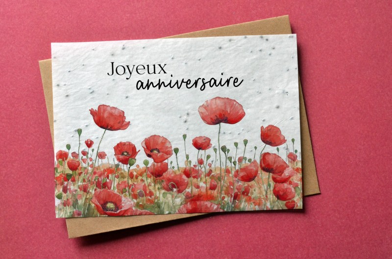 Carte à planter Joyeux Anniversaire Coquelicots