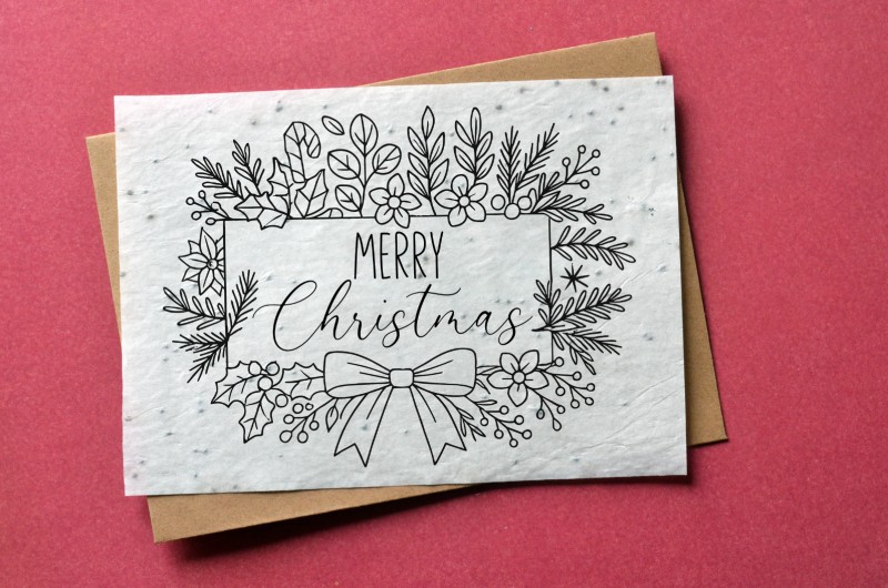Carte à planter Merry Christmas à colorier Carte à planter Merry Christmas à colorier