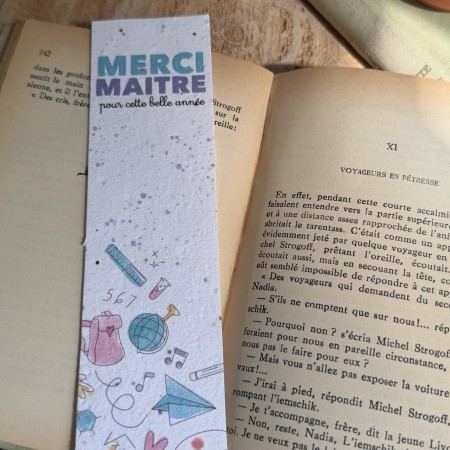 Marque-page à planter Merci Maitresse pour cette belle année