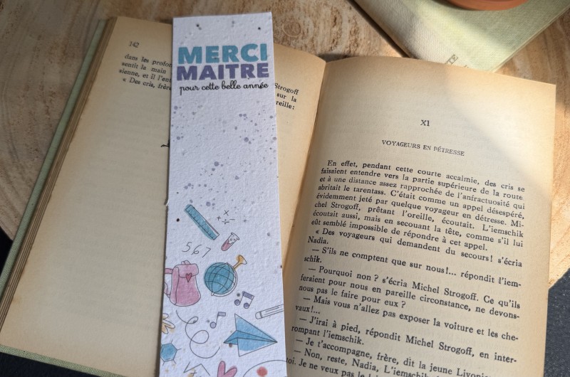 Marque-page à planter Merci Maitresse pour cette belle année