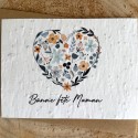 Carte à planter Bonne Fête Maman Coeur bleu