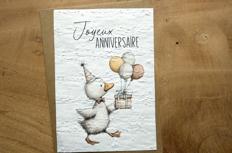 Carte à planter Joyeux Anniversaire Canard