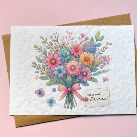 Carte à planter Merci avec un coeur