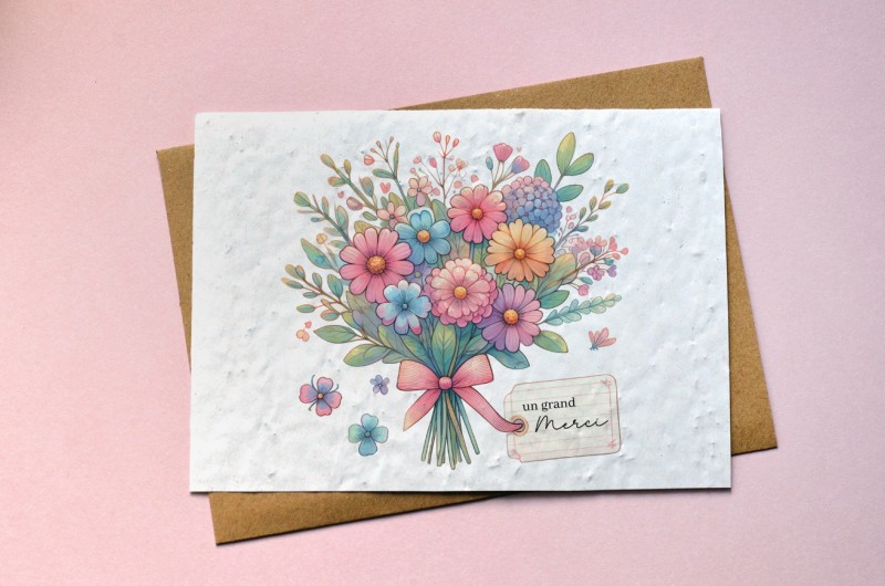 Carte à planter Merci avec un coeur