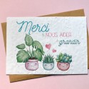 Carte à planter Merci de nous aider à grandir - bleu rose
