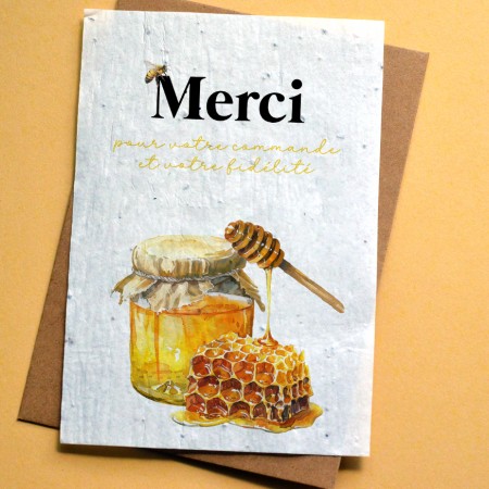 Carte à planter Abeille et fleur Merci pour votre commande