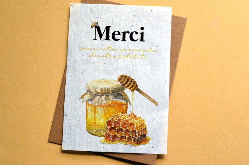 Carte à planter Abeille et fleur Merci pour votre commande
