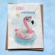 Carte à planter Bonnes Vacances Flamant Rose bouée