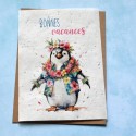 Carte à planter Bonnes Vacances Pingouin