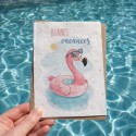 Carte à planter Bonnes Vacances Flamant Rose bouée