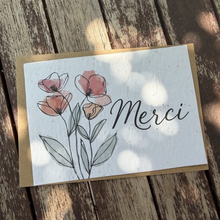 Carte à planter Merci coquelicots