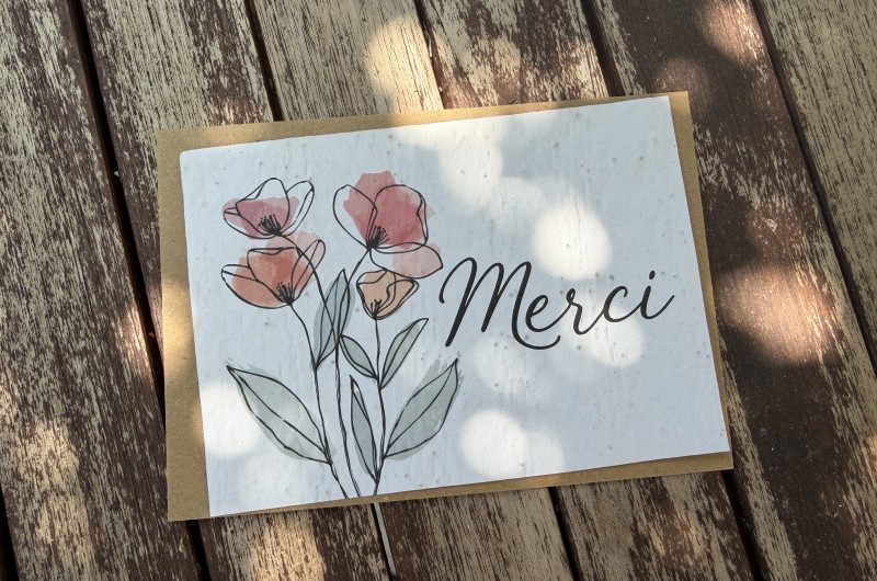 Carte à planter Merci coquelicots