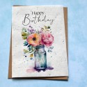 Carte à planter Happy Birthday vase fleuri