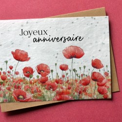 Carte à planter Joyeux Anniversaire Coquelicots