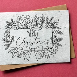 Carte à planter Merry Christmas à colorier